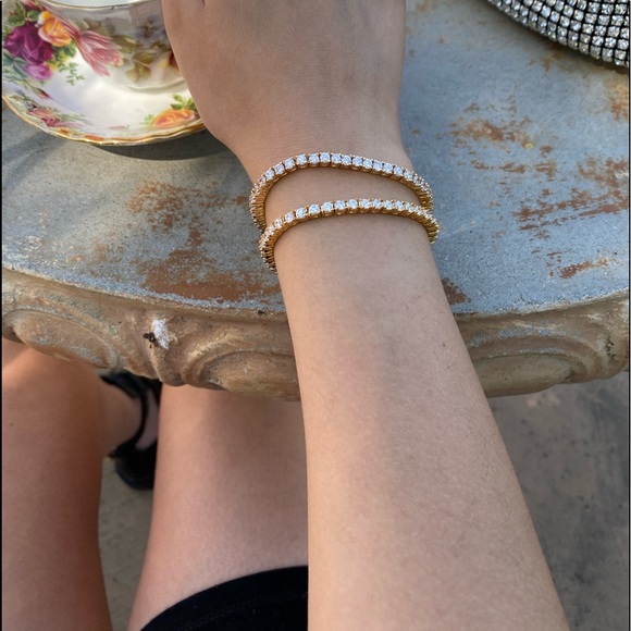 New 14k Gold Plated Tennis Bracelet 6.5" inches - Picture 16 of 16